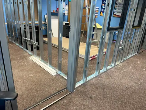 Steel studs for the new offices (School Office Refresh, Northwest Denver)