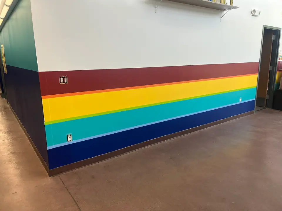 Finished stripes in the main office (School Office Refresh, Northwest Denver)